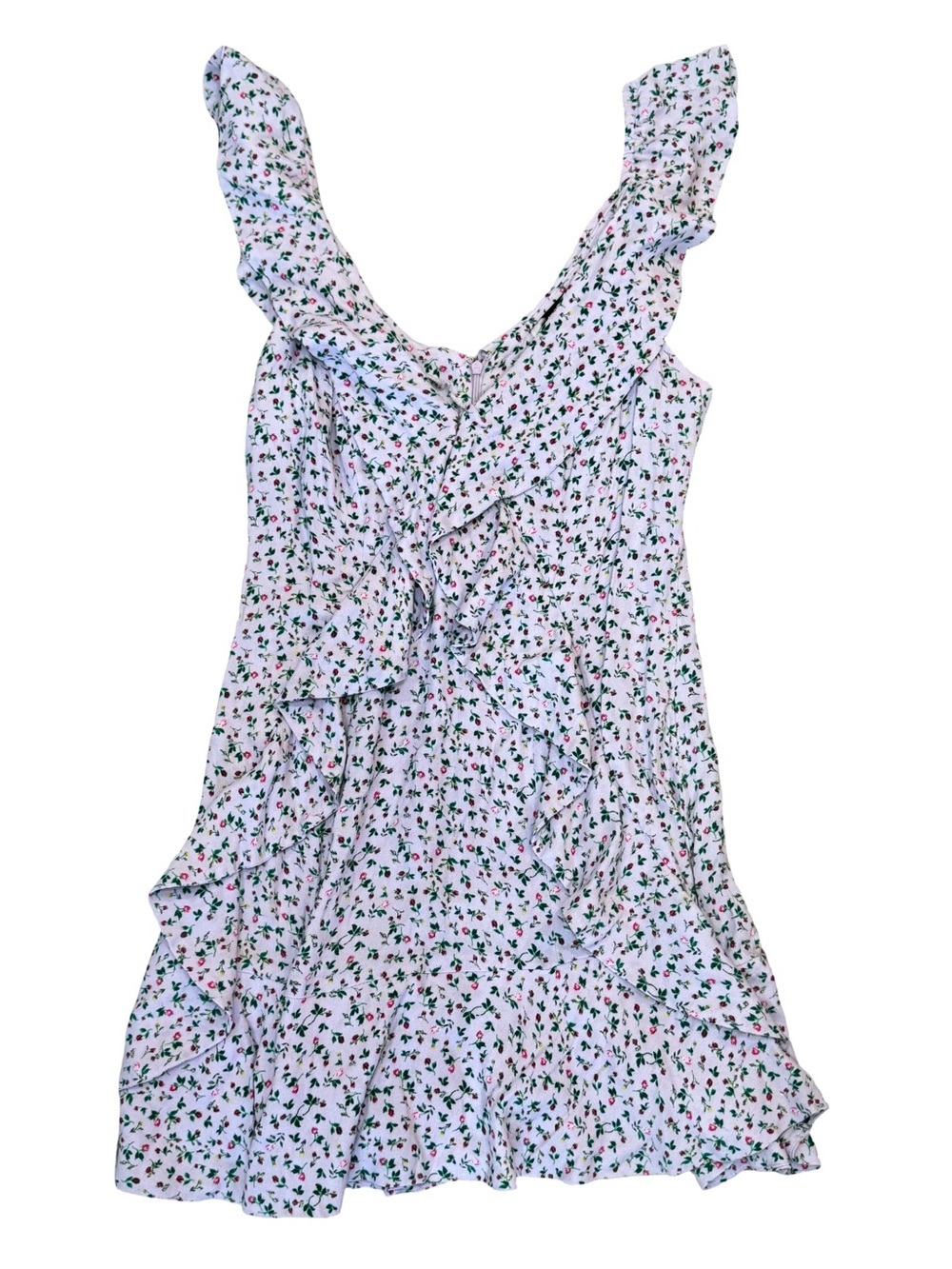 💜‎ AFRM Lavender Purple Floral Ruffle V-Neck Dress